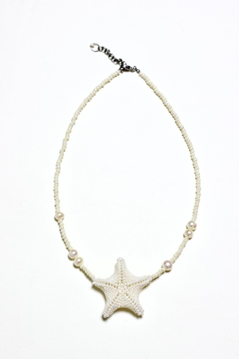 Naszyjnik damski PERŁOWA ROZGWIAZDA biały