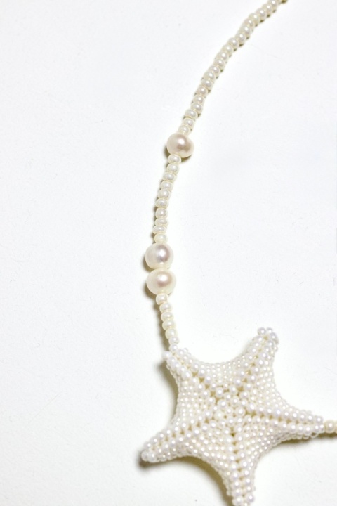 Naszyjnik damski PERŁOWA ROZGWIAZDA biały