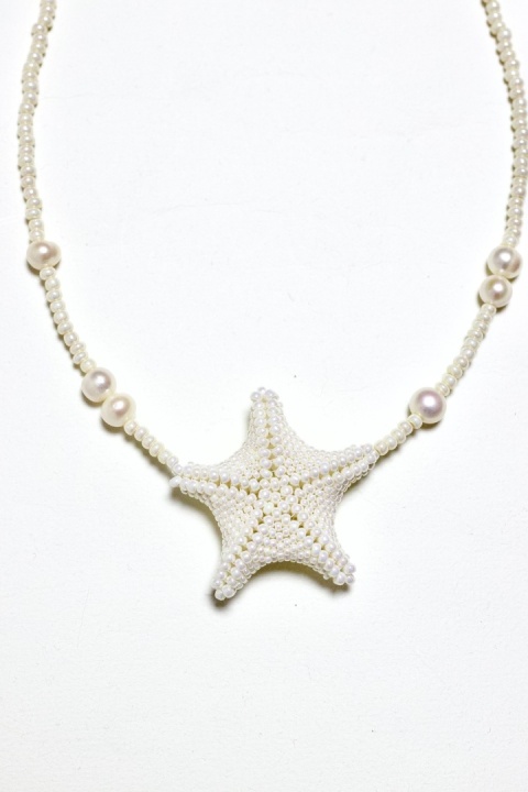 Naszyjnik damski PERŁOWA ROZGWIAZDA biały