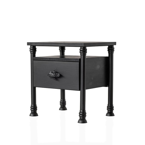 Stolik nocny SALOMON 45 x 35 cm lita sosna czarny