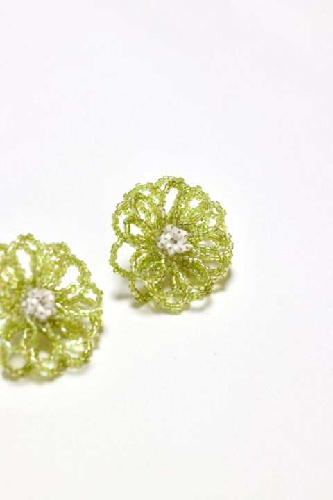 Kolczyki damskie SZKLANE KWIATY zielone