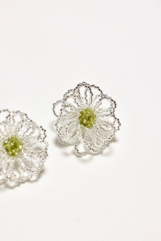 Kolczyki damskie SZKLANE KWIATY srebrne