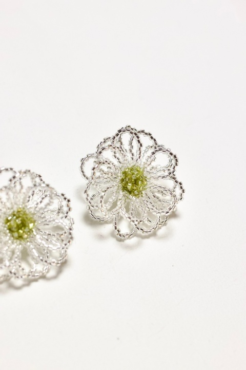 Kolczyki damskie SZKLANE KWIATY srebrne