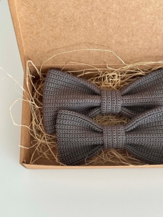 Zestaw muszek szydełkowych bawełnianych meską + dziecięca szary