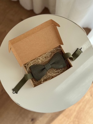 Muszka męska szydełkowa bawełniana zielona