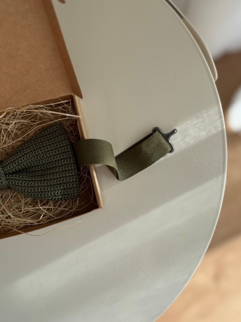 Muszka męska szydełkowa bawełniana zielona