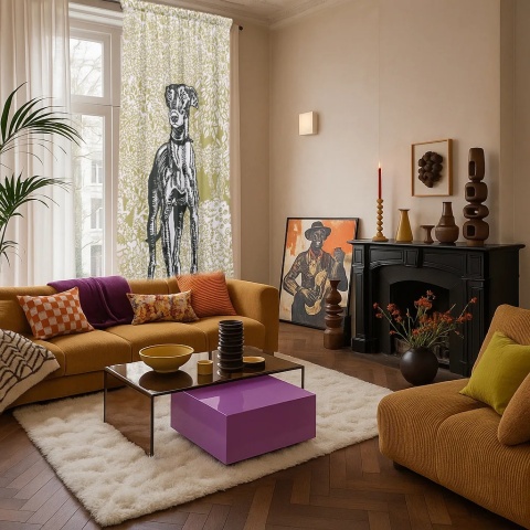 Komplet zasłon zaciemniających MORITZ DUO designerskie grafika
