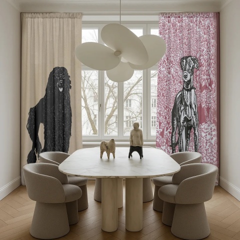 Komplet zasłon zaciemniających MORITZ DUO designerskie grafika