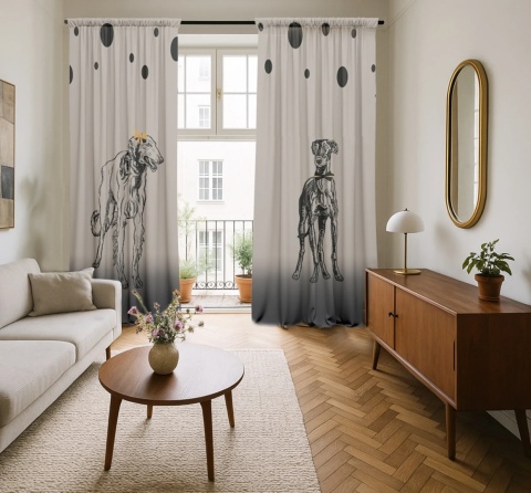 Komplet zasłon zaciemniających CHARTY Z CHARAKTEREM designerskie grafika