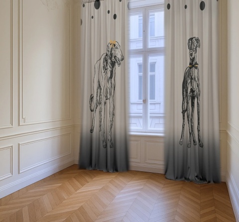 Komplet zasłon zaciemniających CHARTY Z CHARAKTEREM designerskie grafika