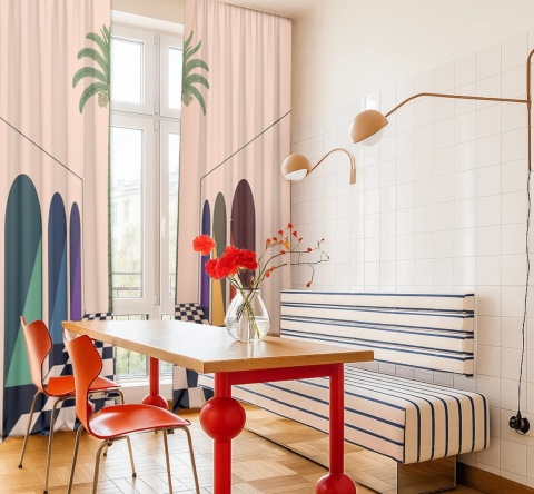 Komplet zasłon zaciemniających RIAD designerskie grafika