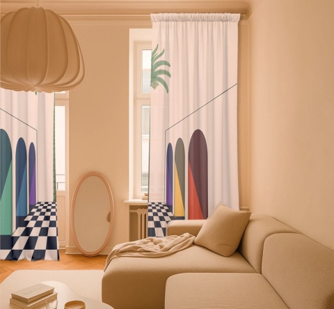 Komplet zasłon zaciemniających RIAD designerskie grafika