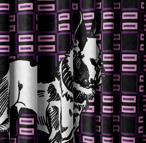 Komplet zasłon zaciemniających FRANCUSKI BULDOG designerskie grafika
