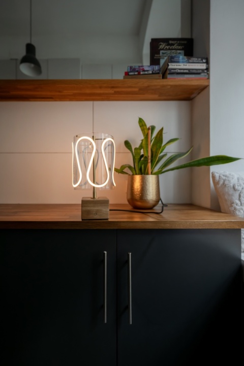 Lampa stołowa dekoracyjna ARCH lite drewno