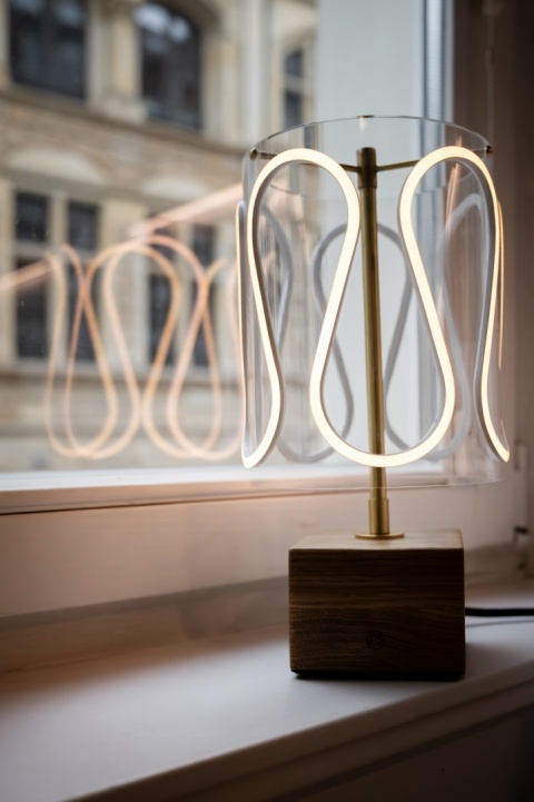 Lampa stołowa dekoracyjna ARCH lite drewno