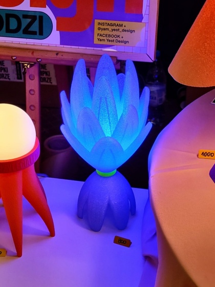 Lampka nocna ETNO organiczna 36 cm niebieska do sypialni, pokoju dziecka
