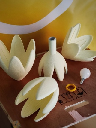 Lampka nocna ETNO organiczna 36 cm niebieska