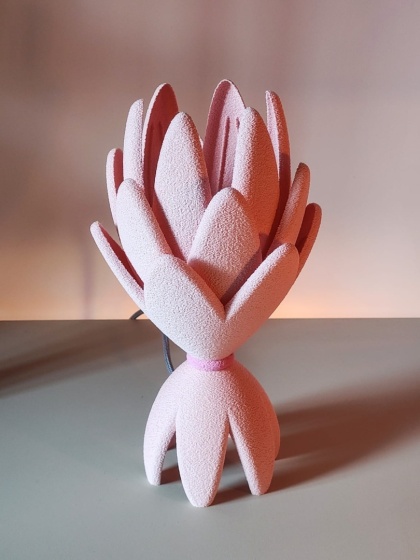 Lampka nocna ETNO organiczna 36 cm jasny róż do sypialni, pokoju dziecka