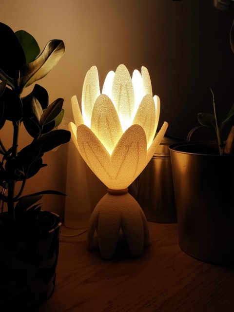 Lampka nocna ETNO organiczna 36 cm malinowa