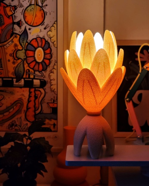 Lampka nocna ETNO organiczna 36 cm malinowa