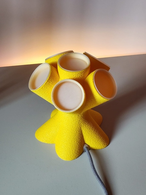 Lampka nocna KALAFIOR 18 cm beżowo różowa