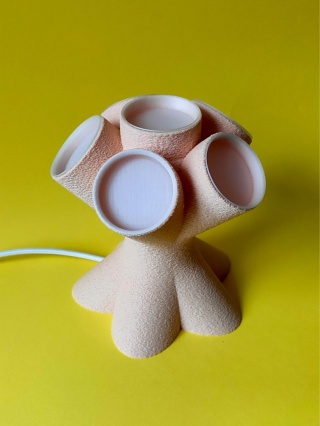 Lampka nocna KALAFIOR 18 cm beżowo różowa