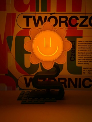 Lampka nocna KWIATEK MAXI 29 cm biało zielona