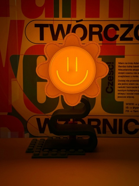 Lampka nocna KWIATEK MAXI 29 cm biało zielona