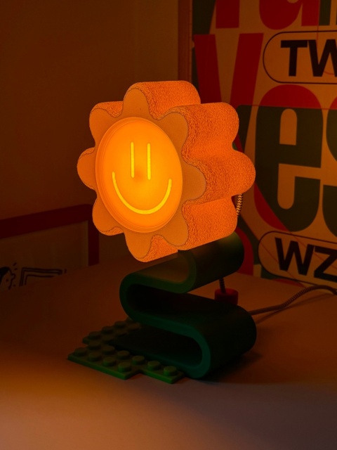 Lampka nocna KWIATEK MAXI 29 cm biało zielona