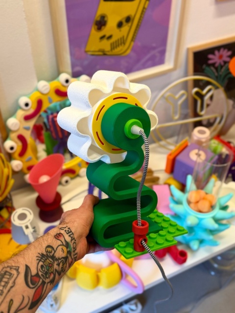 Lampka nocna KWIATEK MAXI 29 cm biało zielona