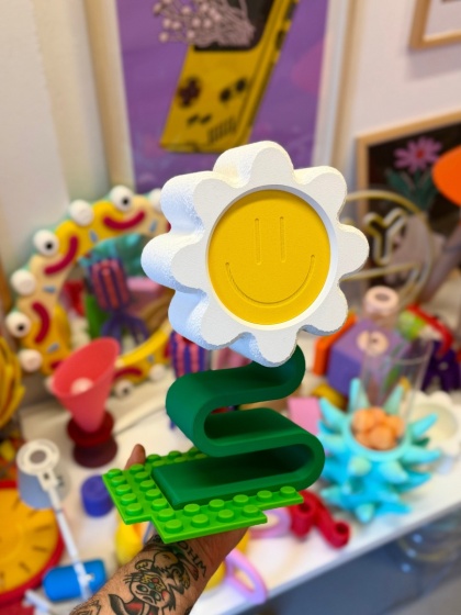Lampka nocna KWIATEK MAXI 29 cm biało zielona do sypialni, pokoju dziecka