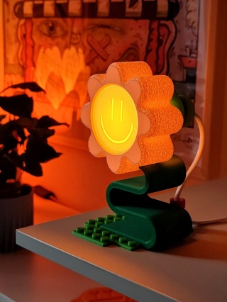 Lampka nocna KWIATEK MINI 17 cm biało zielona