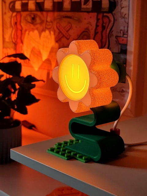 Lampka nocna KWIATEK MINI 17 cm biało zielona