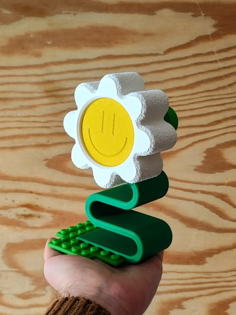 Lampka nocna KWIATEK MINI 17 cm biało zielona