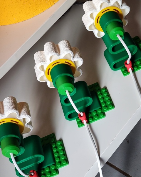 Lampka nocna KWIATEK MINI 17 cm biało zielona