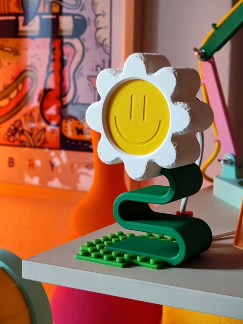 Lampka nocna KWIATEK MAXI 29 cm biało zielona