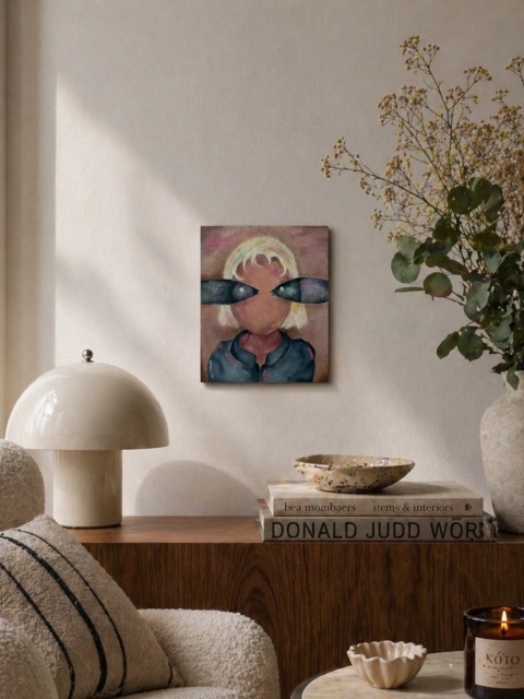 Obraz olejny na płótnie RYBIE OCZY cover 24 x 30 cm brązowe tło