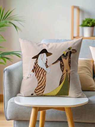 Poduszka dekoracyjna SINGLE LADIES 50 x 50 cm welurowa grafika designerska