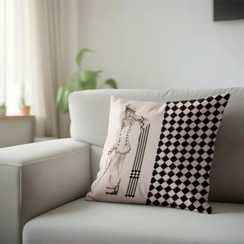 Poduszka dekoracyjna PIERROT 50 x 50 cm welurowa grafika designerska