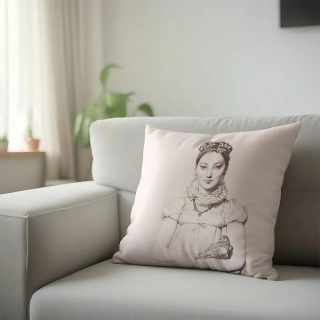 Poduszka dekoracyjna MADEMOISELLE 50 x 50 cm welurowa grafika designerska