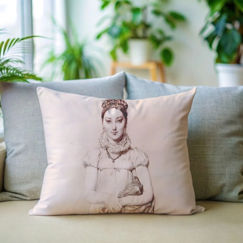Poduszka dekoracyjna MADEMOISELLE 50 x 50 cm welurowa grafika designerska