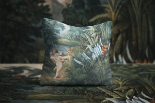 Poduszka dekoracyjna HAVEN 55 x 55 cm welurowa grafika designerska