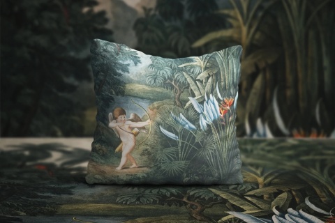 Poduszka dekoracyjna HAVEN 55 x 55 cm welurowa grafika designerska