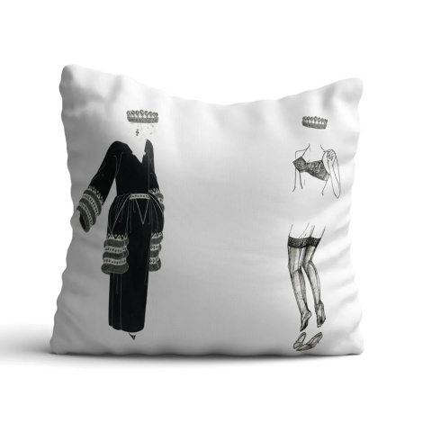 Poduszka dekoracyjna UNDRESS 50 x 50 cm welurowa grafika designerska