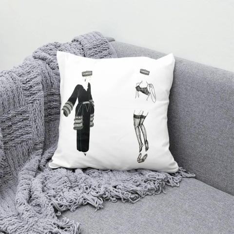 Poduszka dekoracyjna UNDRESS 50 x 50 cm welurowa grafika designerska