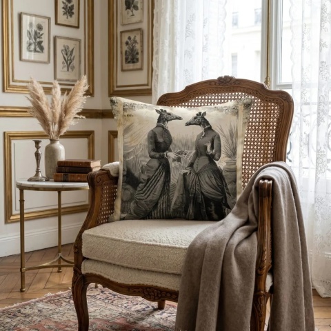 Poduszka dekoracyjna LADIES 50 x 50 cm welurowa grafika designerska