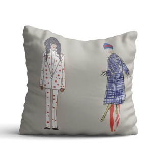 Poduszka dekoracyjna FASHONISTA 50 x 50 cm welurowa grafika designerska
