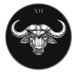 Zegar ścienny BULL 29 cm szklany designerska grafika