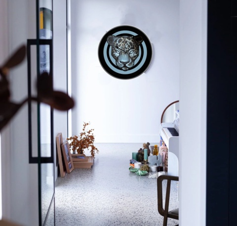 Zegar ścienny BLUE 29 cm szklany designerska grafika