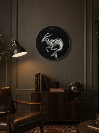 Zegar ścienny MITOLOGY II 29 cm szklany designerska grafika